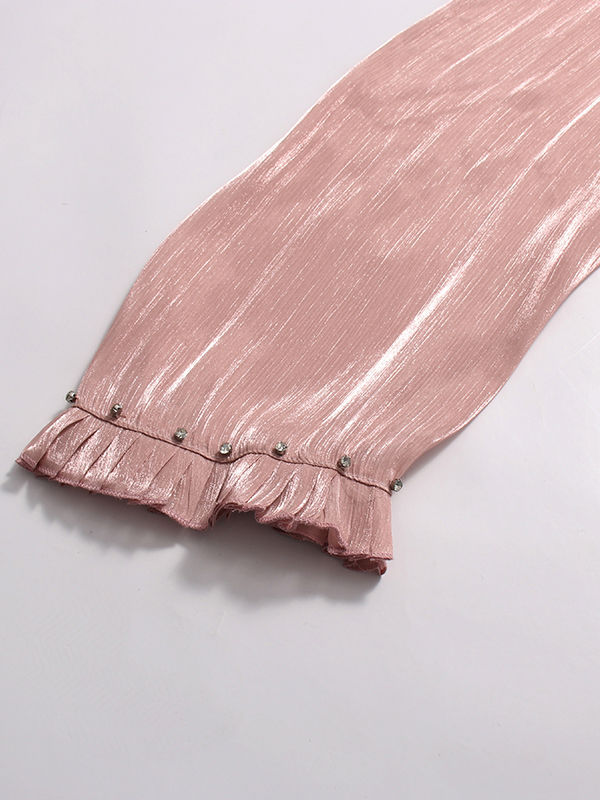 TWOTWINSTYLE Stand Collar Tunic Spliced Diamond Elegant Dress