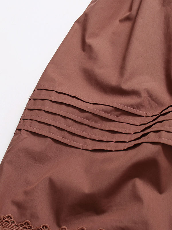 TWOTWINSTYLE Solid Hollow Out Patchwork Lace Up Dress