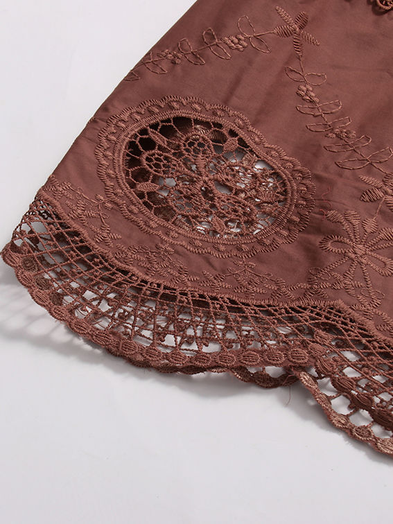 TWOTWINSTYLE Solid Hollow Out Patchwork Lace Up Dress