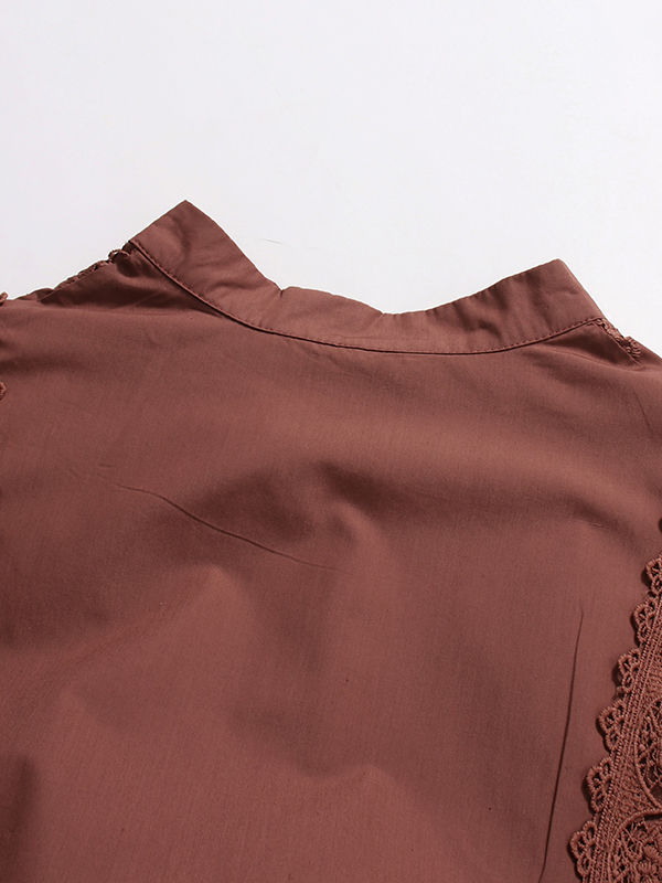 TWOTWINSTYLE Solid Hollow Out Patchwork Lace Up Dress