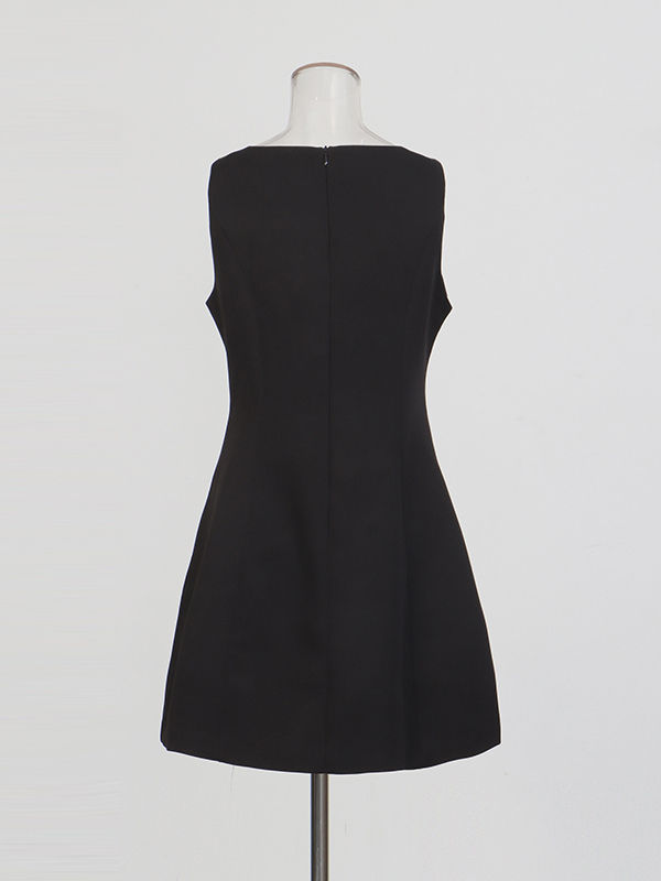 TWOTWINSTYLE Solid V Neck Spliced Diamond Bow Chic Mini Dress