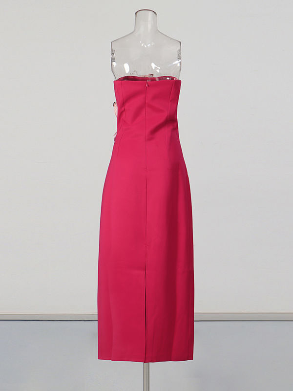 TWOTWINSTYLE Solid Sleeveless Spliced Embroidered Patch Tunic Elegant Dress