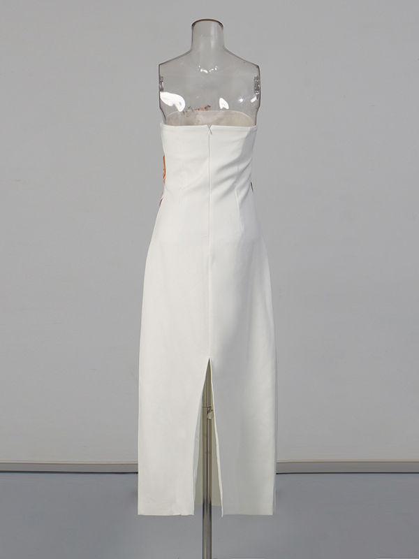TWOTWINSTYLE Solid Sleeveless Spliced Embroidered Patch Tunic Elegant Dress