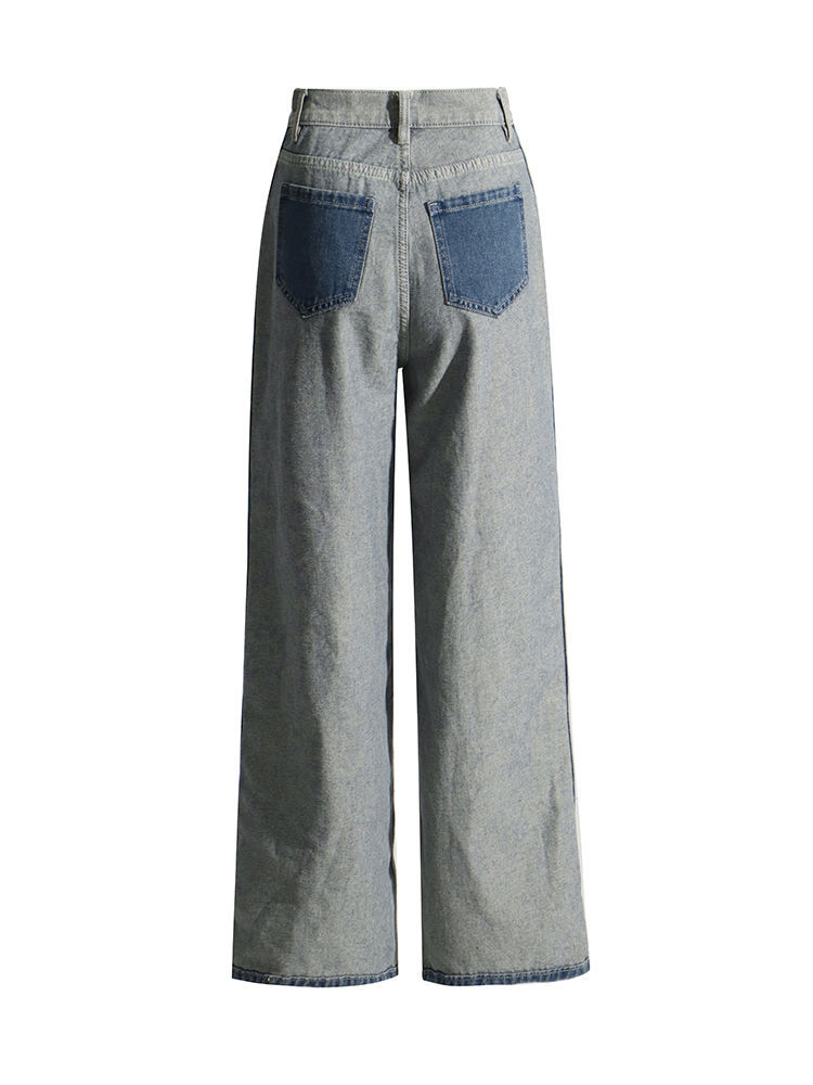 TWOTWINSTYLE Hit Color High Waist Loose Fashion Pants