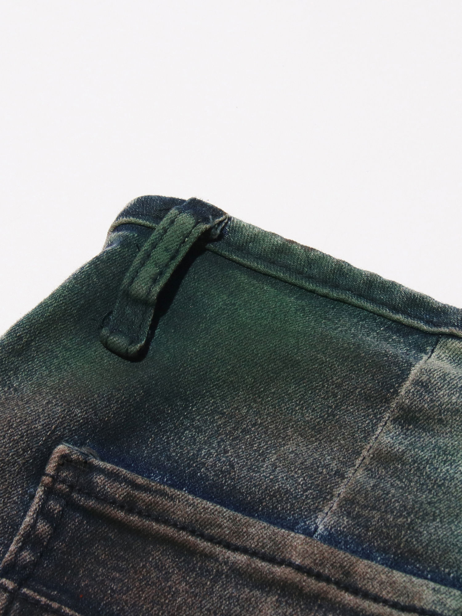 TWOTWINSTYLE Hit Color Spliced Pocket Fashion Denim Pants