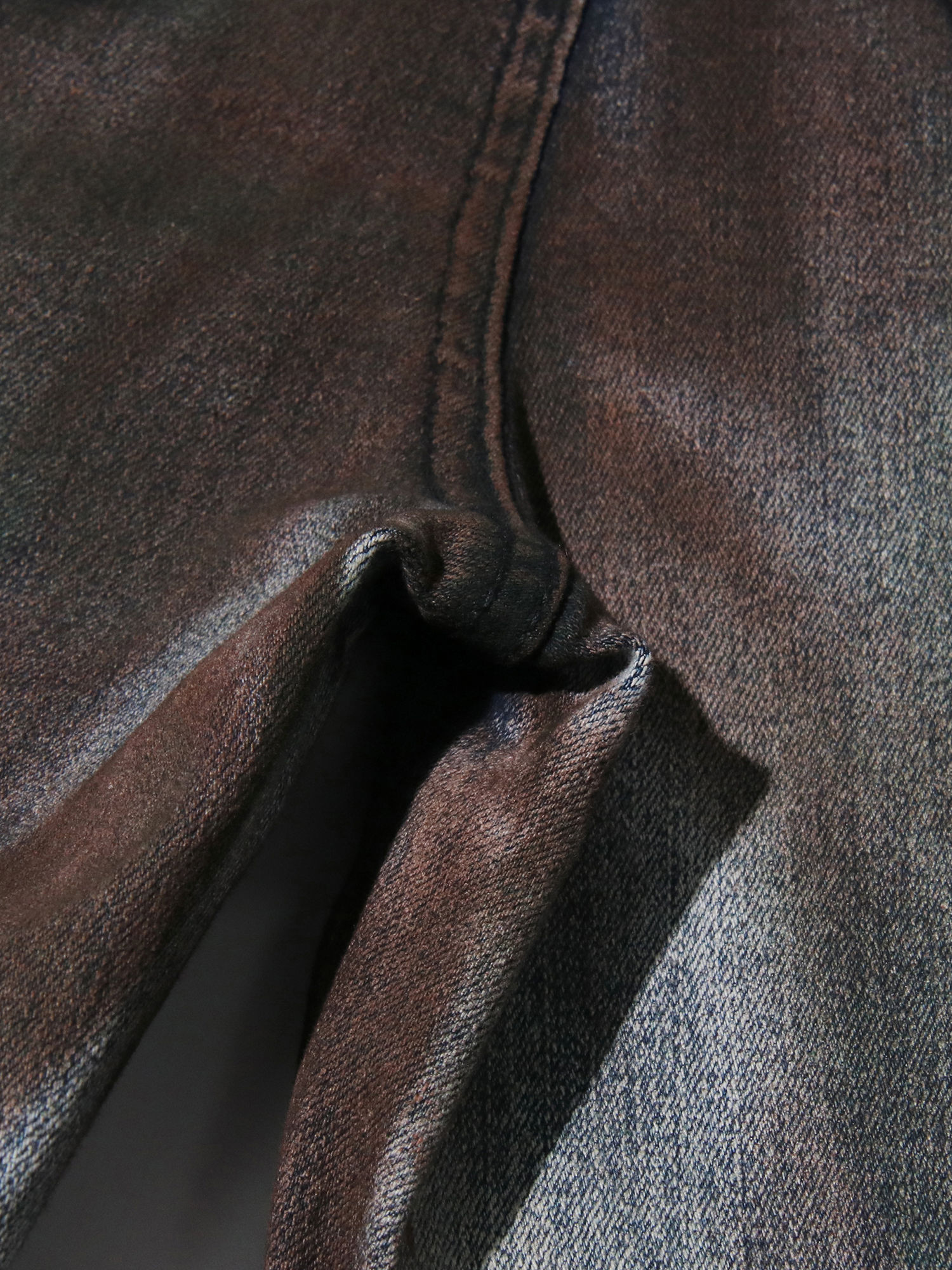 TWOTWINSTYLE Hit Color Spliced Pocket Fashion Denim Pants