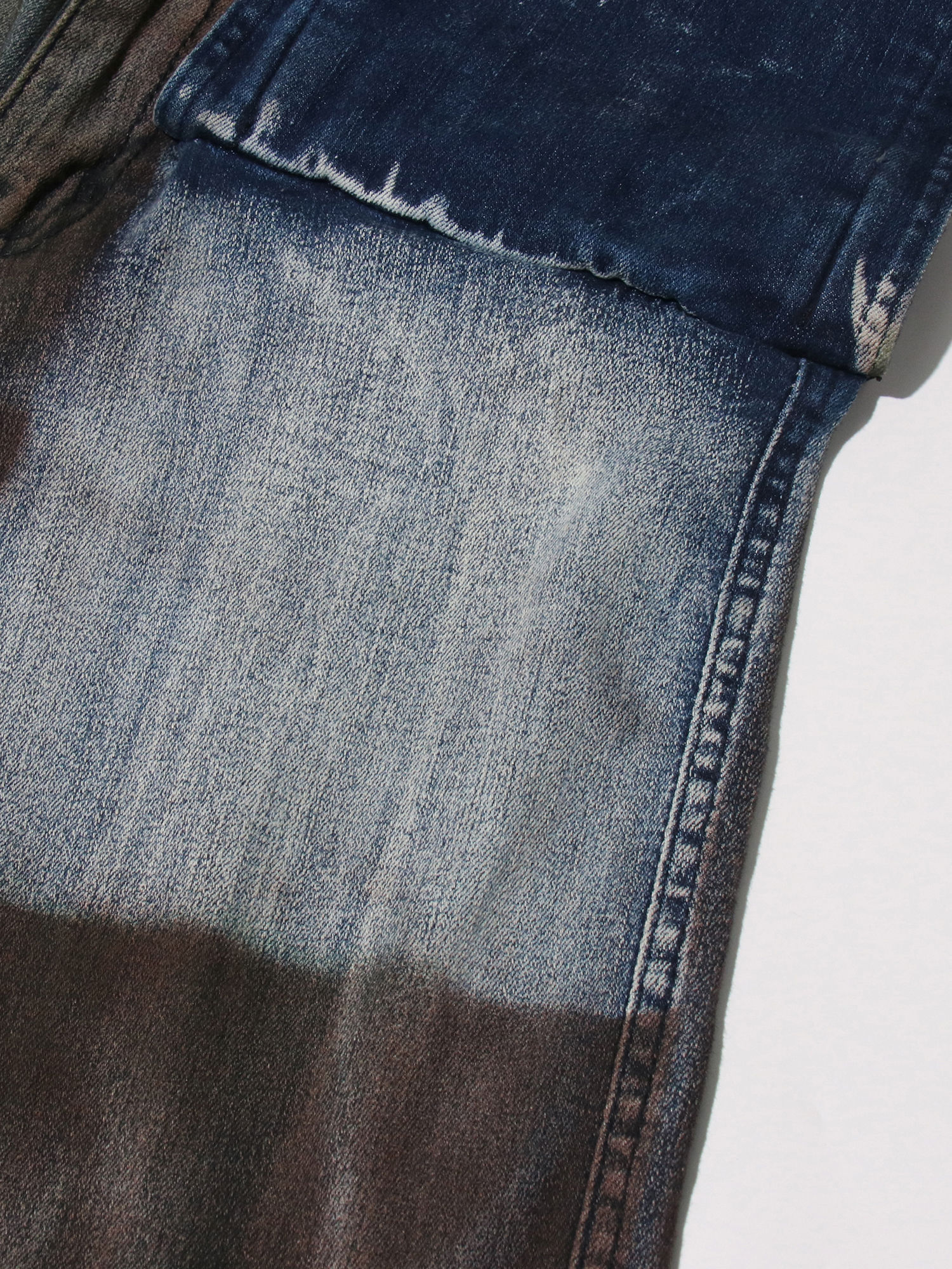 TWOTWINSTYLE Hit Color Spliced Pocket Fashion Denim Pants