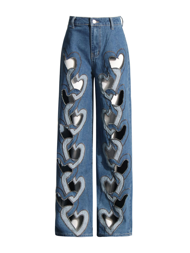 TWOTWINSTYLE Hollow Out Loose Designer Wide Leg Pants