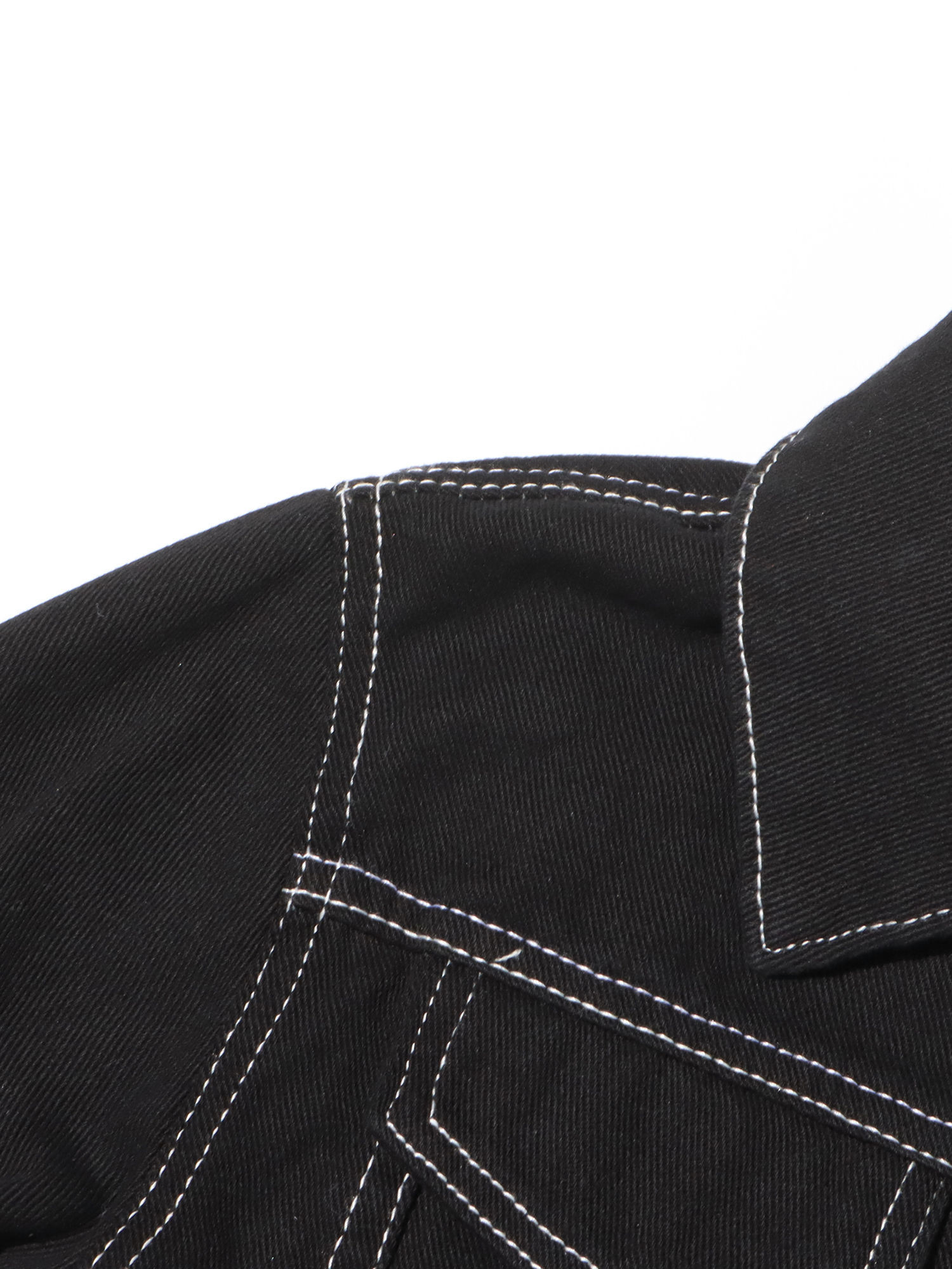 TWOTWINSTYLE Lapel Crop Denim Coat Patchwork Pocket Jeans Two Piece Set