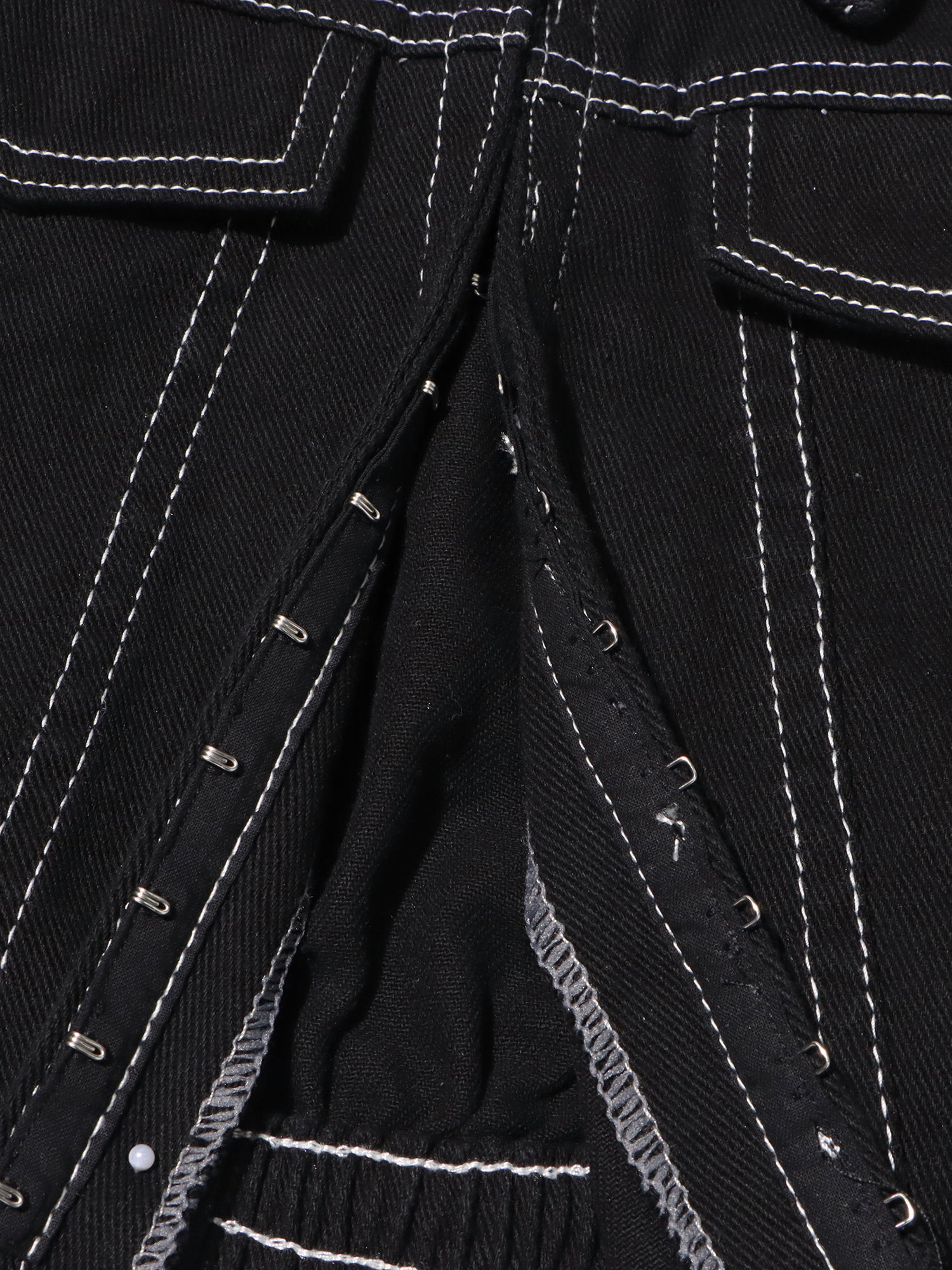 TWOTWINSTYLE Lapel Crop Denim Coat Patchwork Pocket Jeans Two Piece Set
