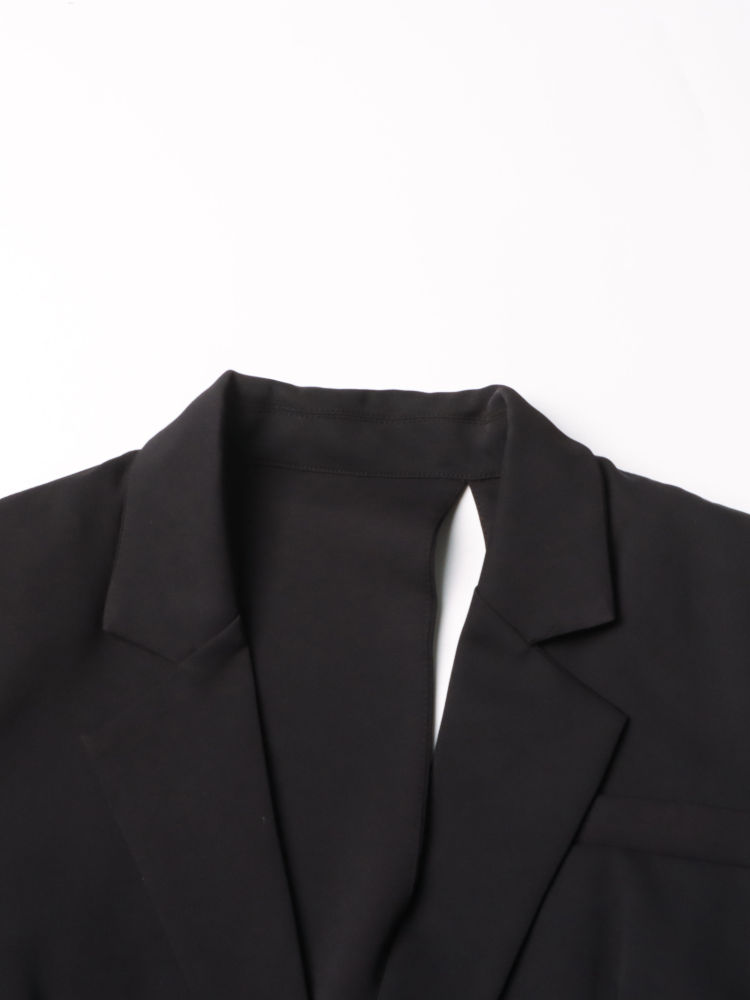 TWOTWINSTYLE Lapel Hollow Out Irregular Hem Designer Coat