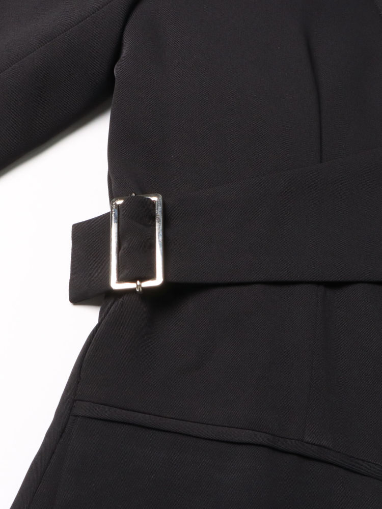 TWOTWINSTYLE Lapel Hollow Out Irregular Hem Designer Coat