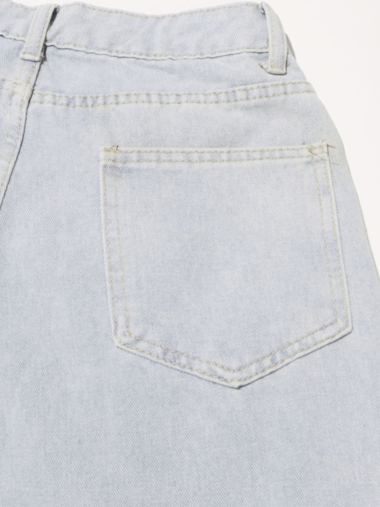 TWOTWINSTYLE Loose Patchwork Pocket Fashion Wide Leg Jeans