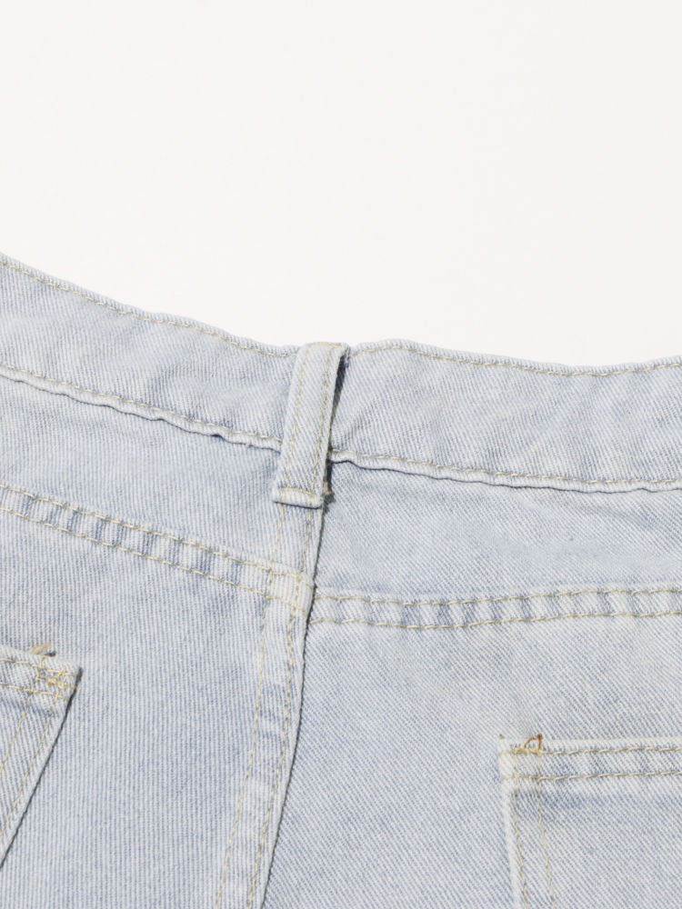 TWOTWINSTYLE Loose Patchwork Pocket Fashion Wide Leg Jeans