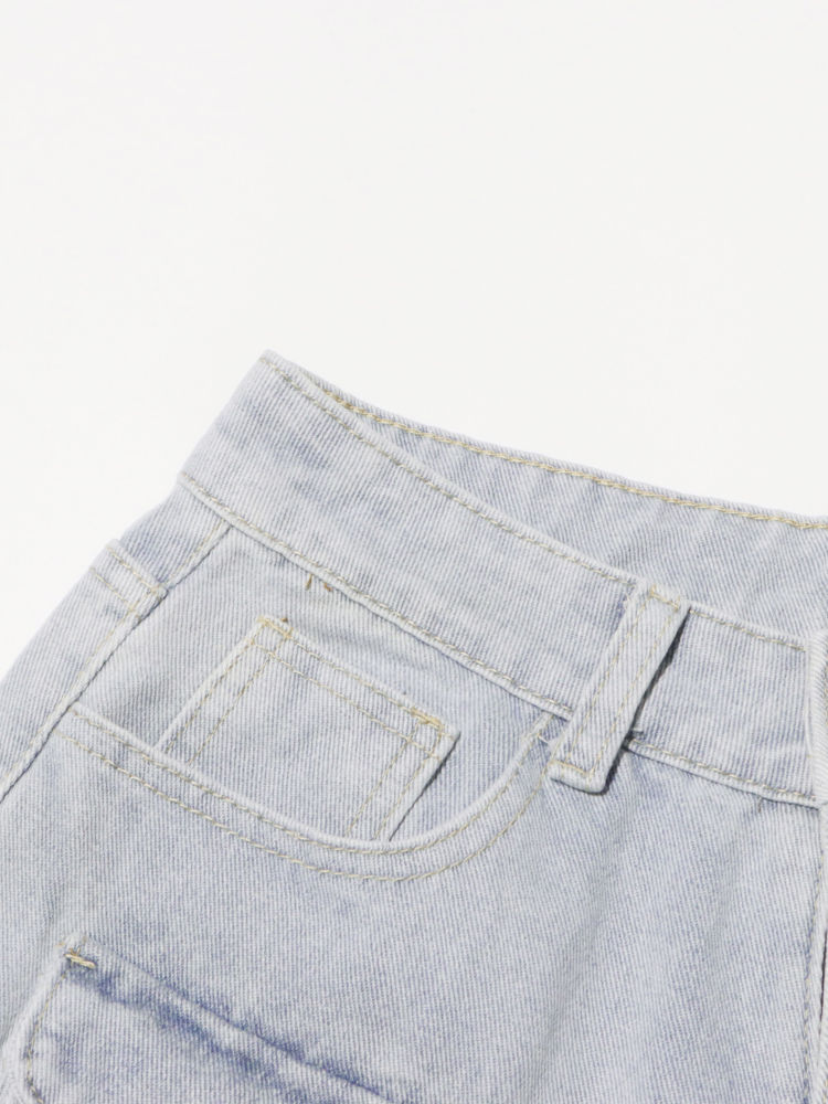 TWOTWINSTYLE Loose Patchwork Pocket Fashion Wide Leg Jeans