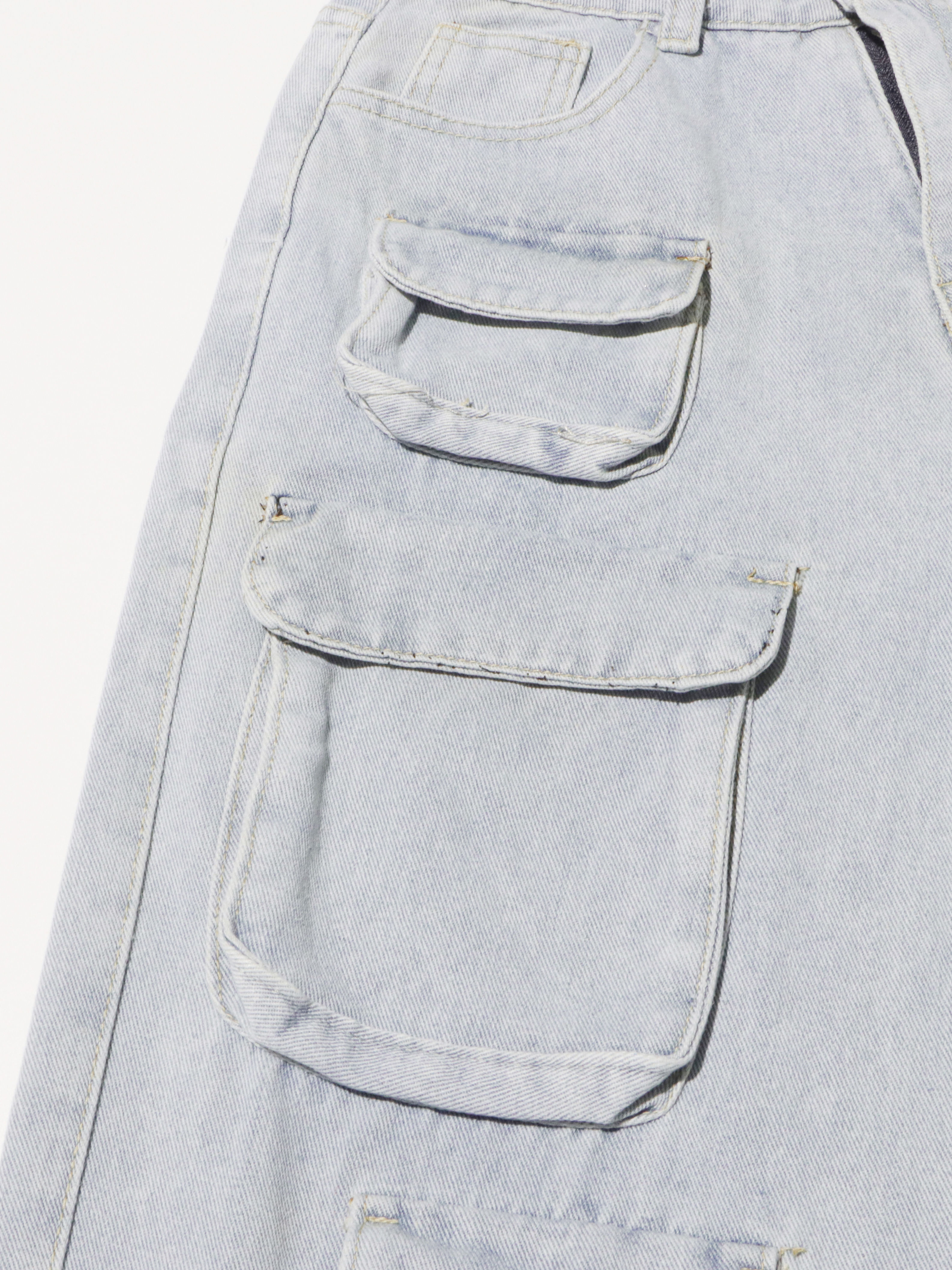 TWOTWINSTYLE Loose Patchwork Pocket Fashion Wide Leg Jeans