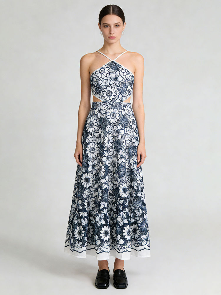 TWOTWINSTYLE Off Shoulder Patchwork Embroidery Print Elegant Dress