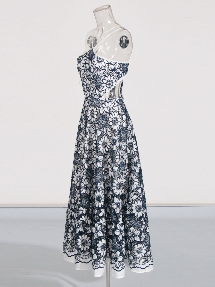 TWOTWINSTYLE Off Shoulder Patchwork Embroidery Print Elegant Dress