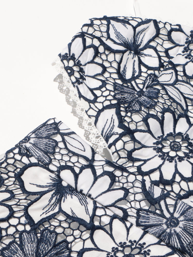 TWOTWINSTYLE Off Shoulder Patchwork Embroidery Print Elegant Dress