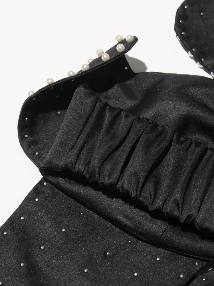 TWOTWINSTYLE Off Shoulder Patchwork Pearl Sexy Vest