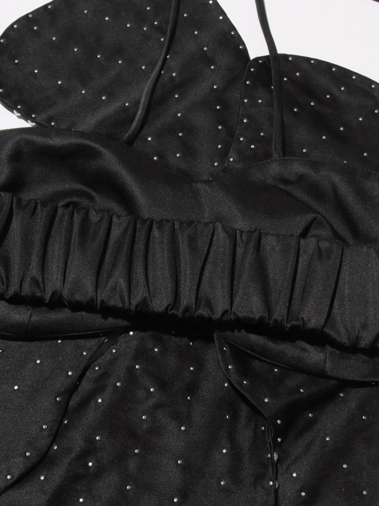 TWOTWINSTYLE Off Shoulder Patchwork Pearl Sexy Vest