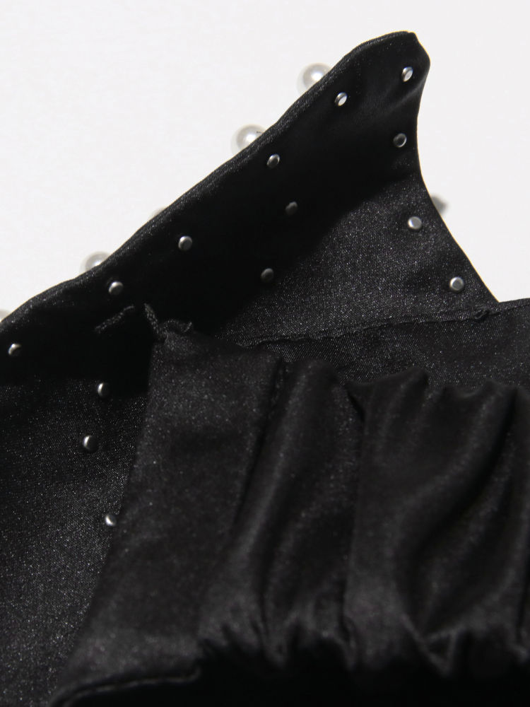 TWOTWINSTYLE Off Shoulder Patchwork Pearl Sexy Vest