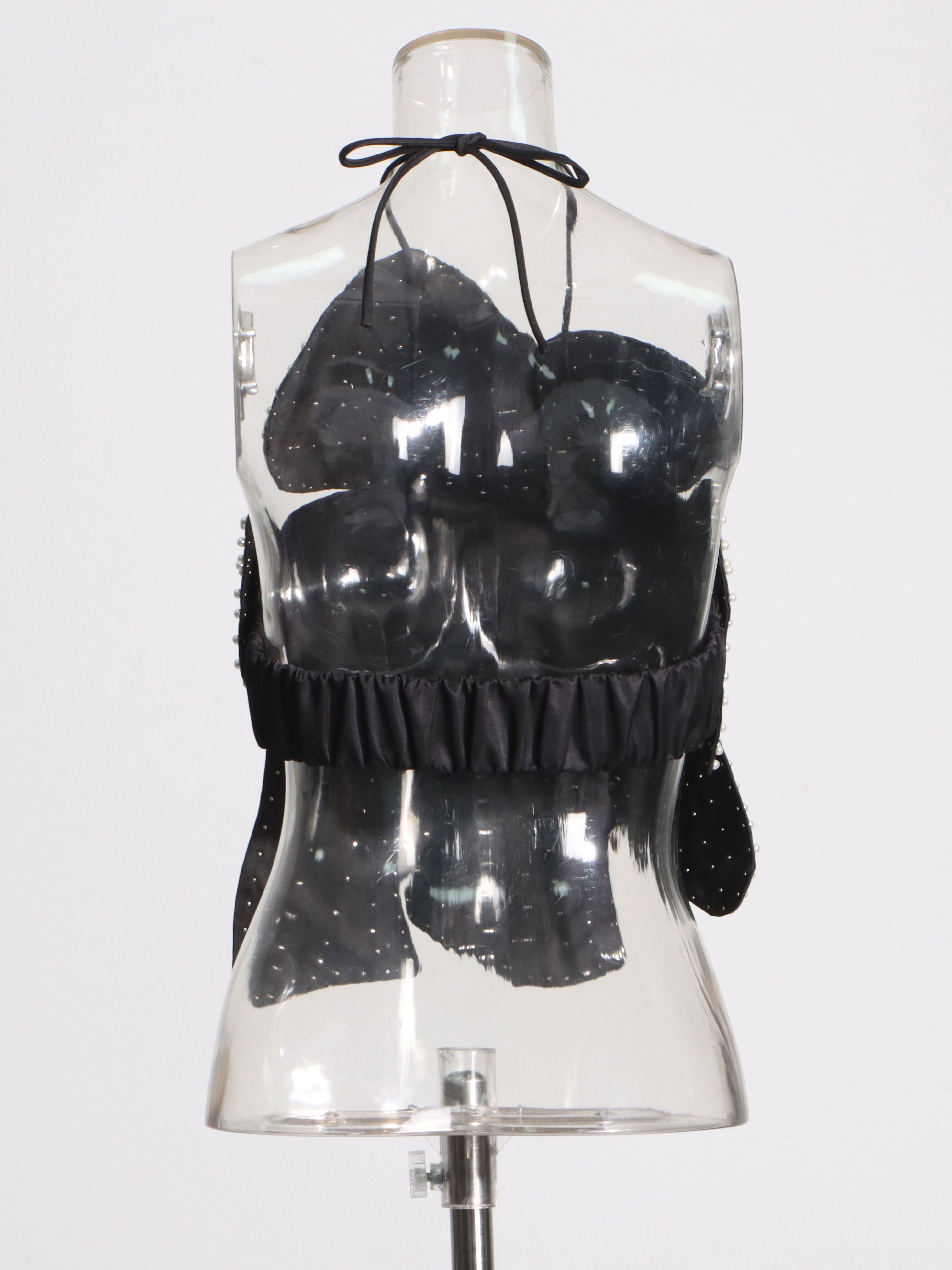 TWOTWINSTYLE Off Shoulder Patchwork Pearl Sexy Vest