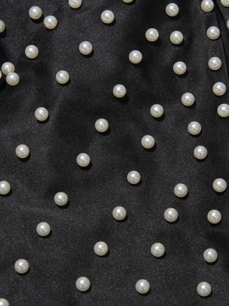 TWOTWINSTYLE Off Shoulder Patchwork Pearl Sexy Vest