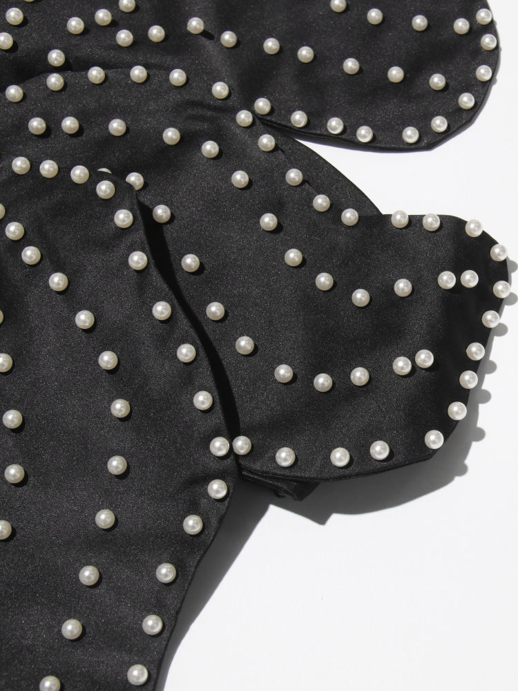 TWOTWINSTYLE Off Shoulder Patchwork Pearl Sexy Vest