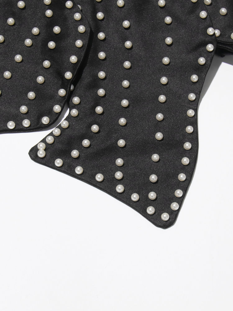 TWOTWINSTYLE Off Shoulder Patchwork Pearl Sexy Vest