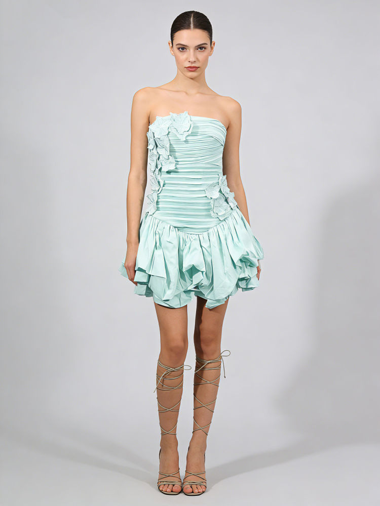 TWOTWINSTYLE Off Shoulder Spliced Flower Slimming Fashion Dress