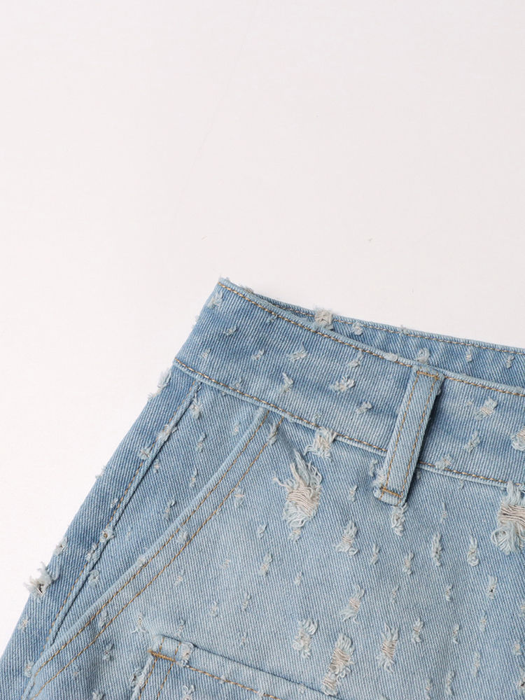 TWOTWINSTYLE Solid Hollow Out Patchwork Zipper Chic Jeans