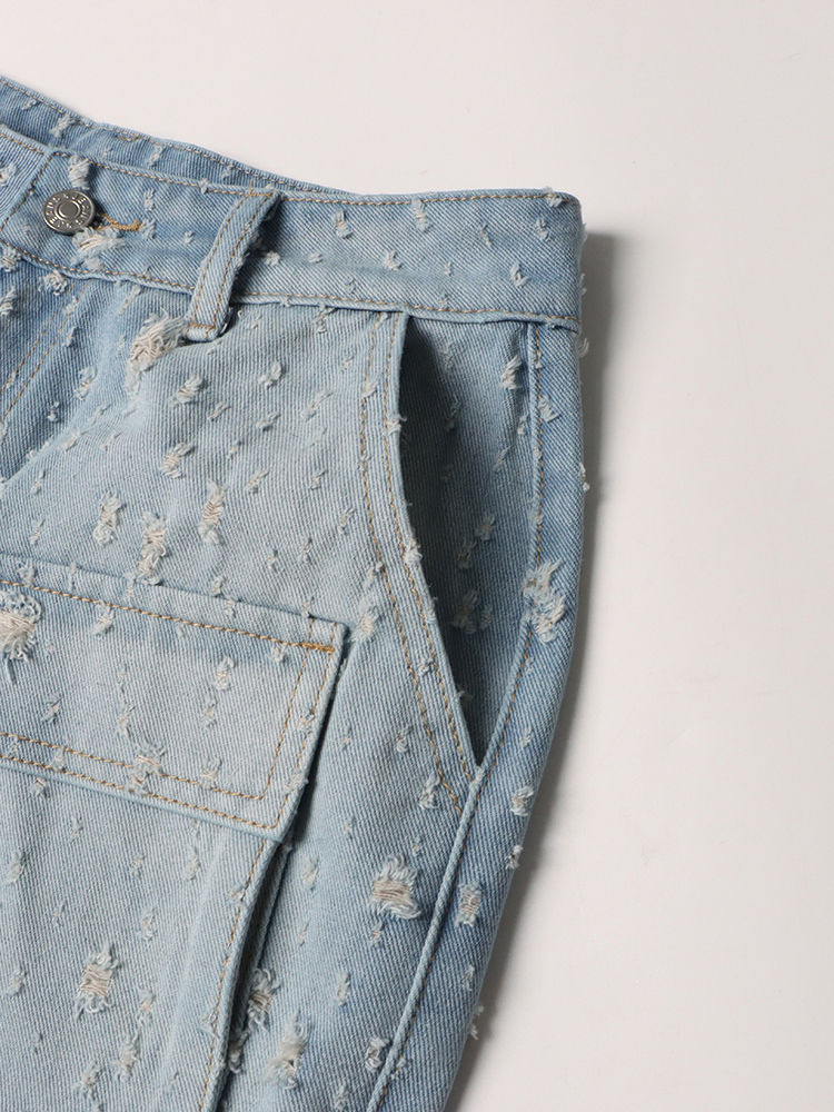 TWOTWINSTYLE Solid Hollow Out Patchwork Zipper Chic Jeans
