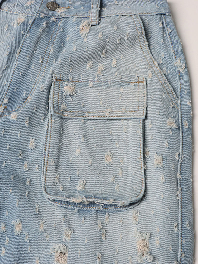 TWOTWINSTYLE Solid Hollow Out Patchwork Zipper Chic Jeans