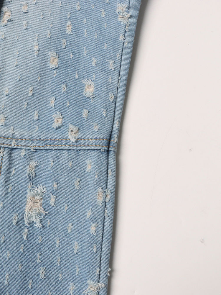 TWOTWINSTYLE Solid Hollow Out Patchwork Zipper Chic Jeans