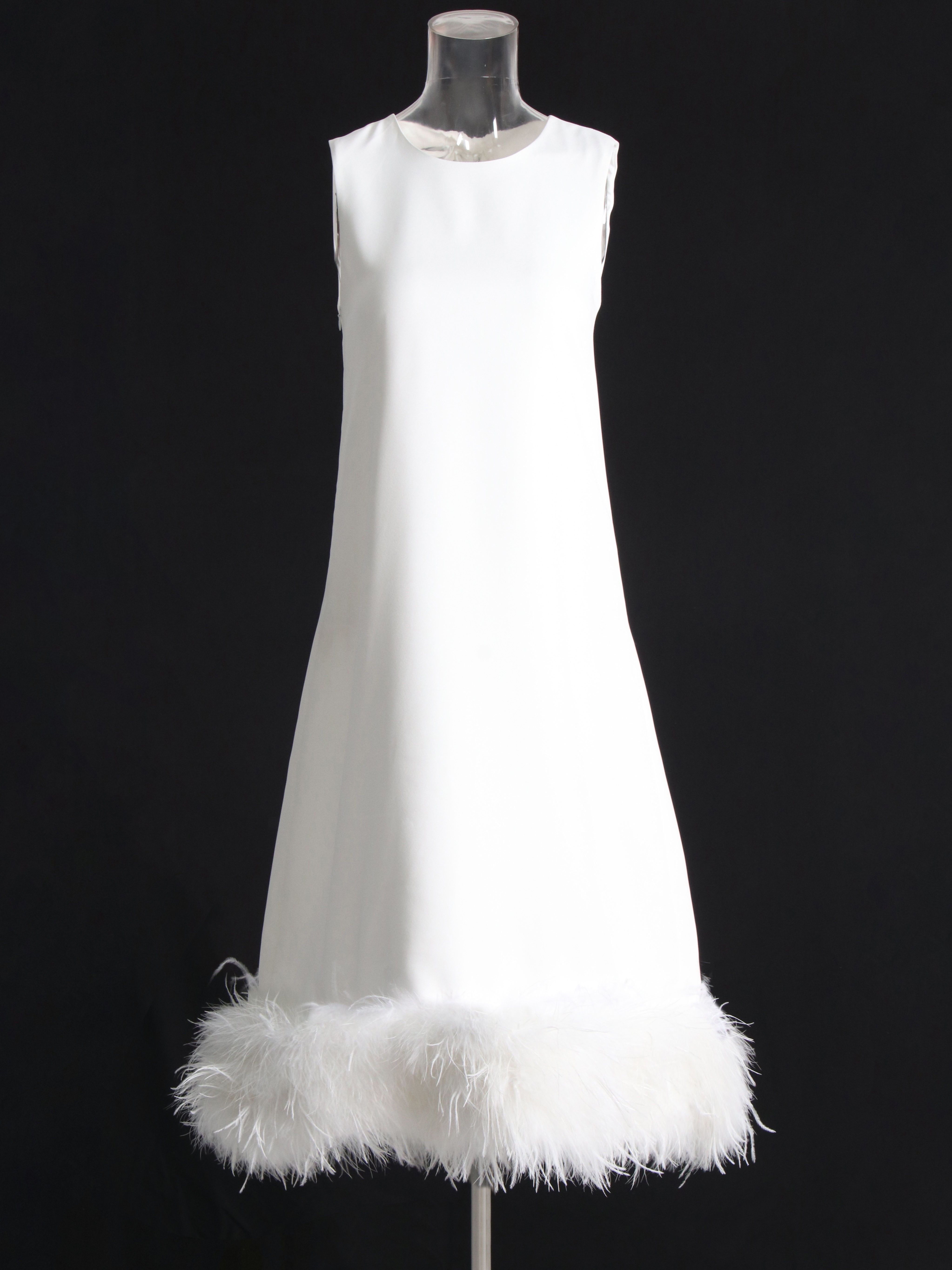 TWOTWINSTYLE Solid Sleeveles Patchwork Fur Chic Dress