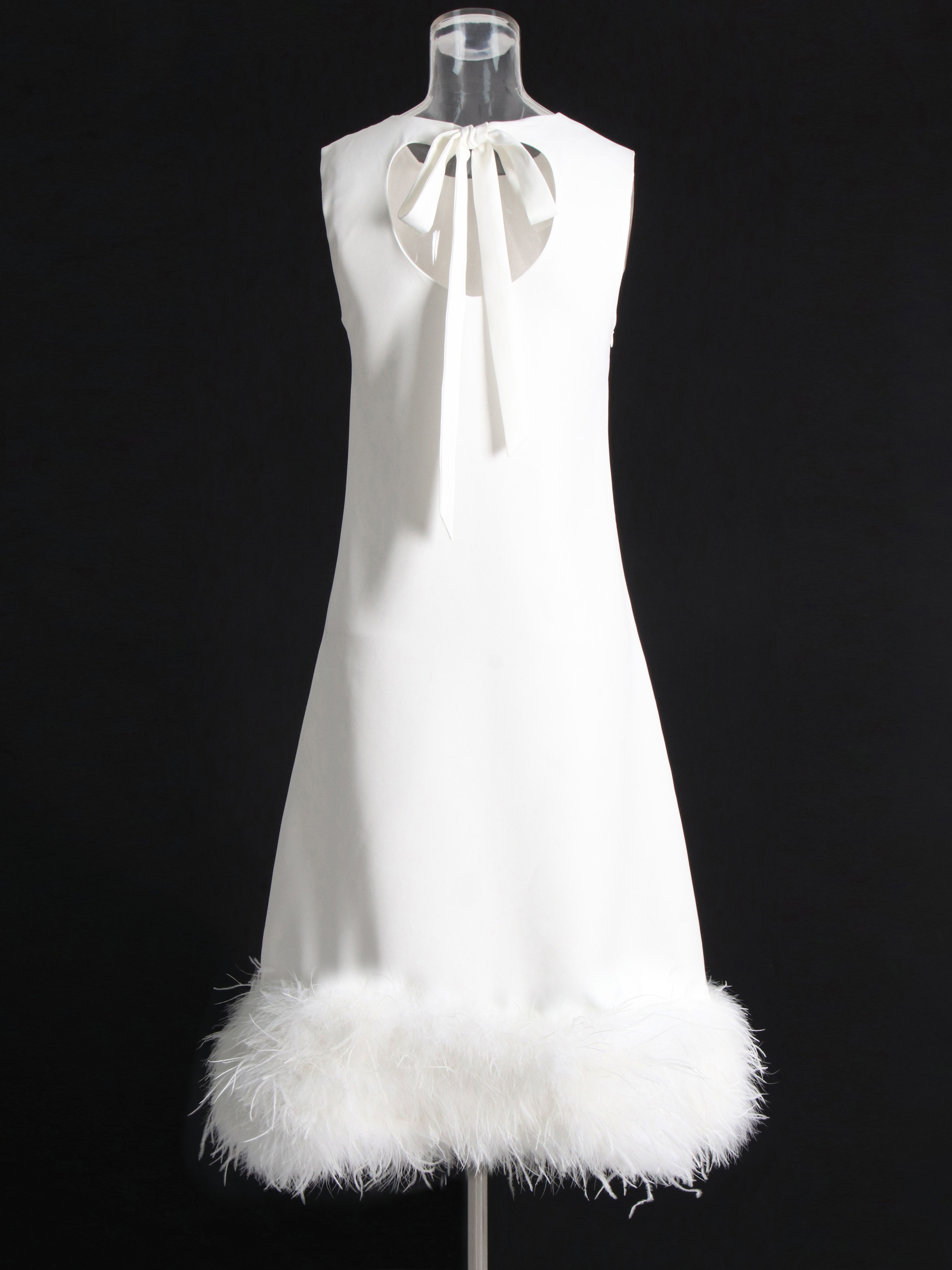 TWOTWINSTYLE Solid Sleeveles Patchwork Fur Chic Dress