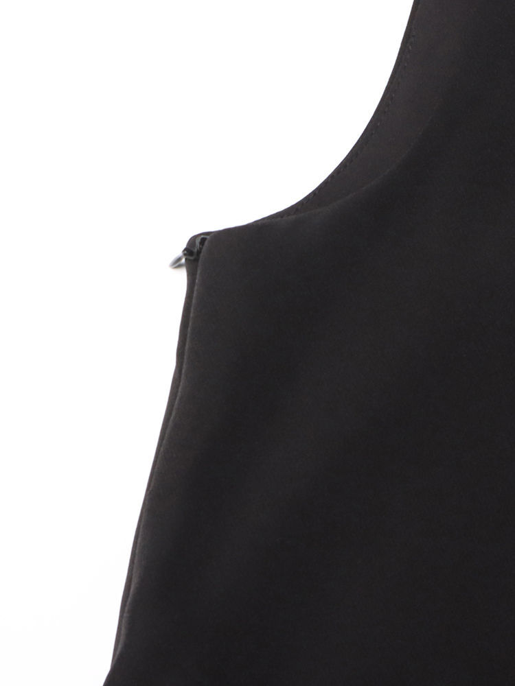 TWOTWINSTYLE Solid Sleeveles Patchwork Fur Chic Dress