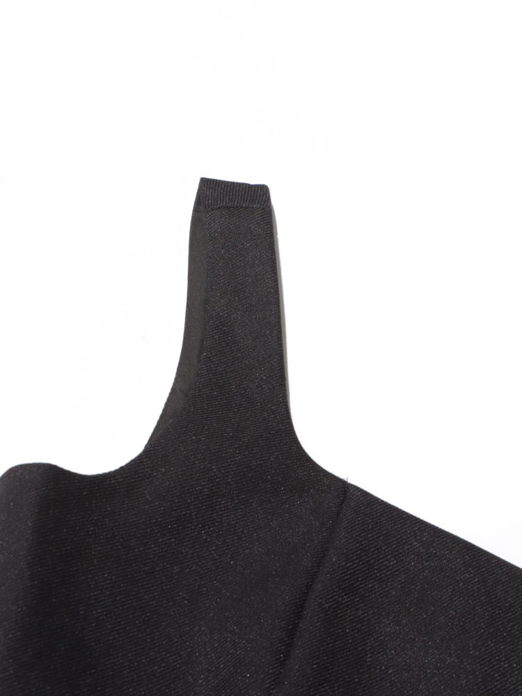 TWOTWINSTYLE Stand Collar Hit Color Irregular Hem Chic Dress