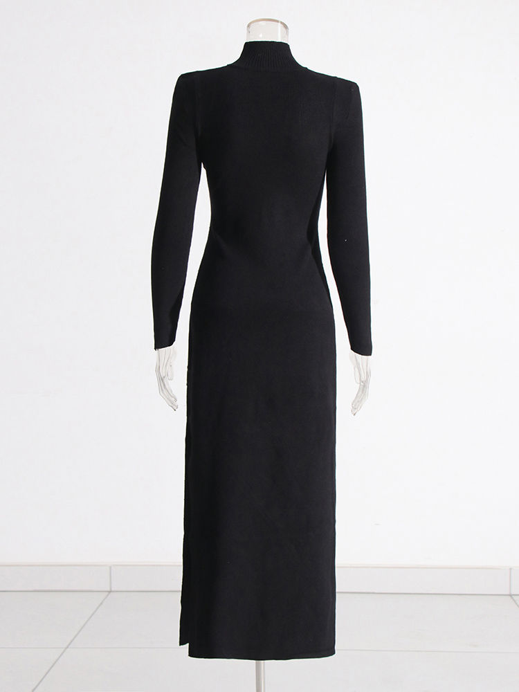 TWOTWINSTYLE Stand Collar Long Sleeve Spliced Belt Fashion Dress