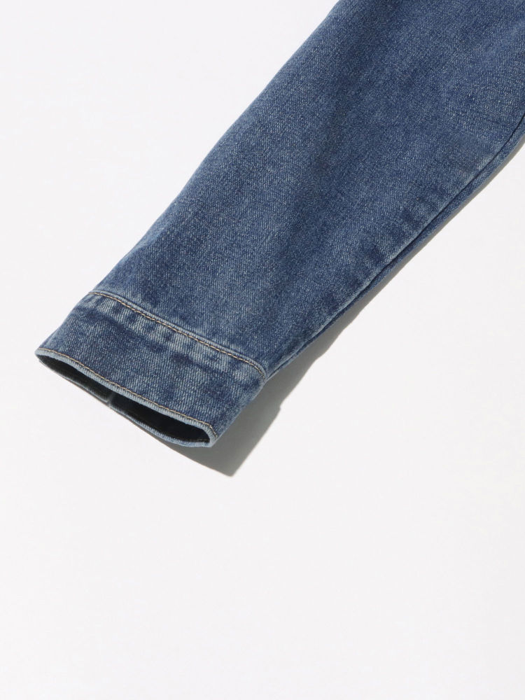 TWOTWINSTYLE V Neck High Waist Designer Crop Denim Coat