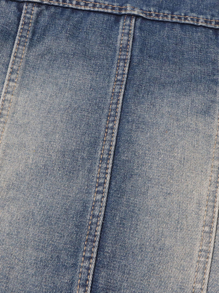 TWOTWINSTYLE V Neck High Waist Designer Crop Denim Coat