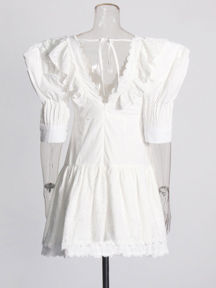 TWOTWINSTYLE Deep V Neck Spliced Single Breasted Elegant Dress
