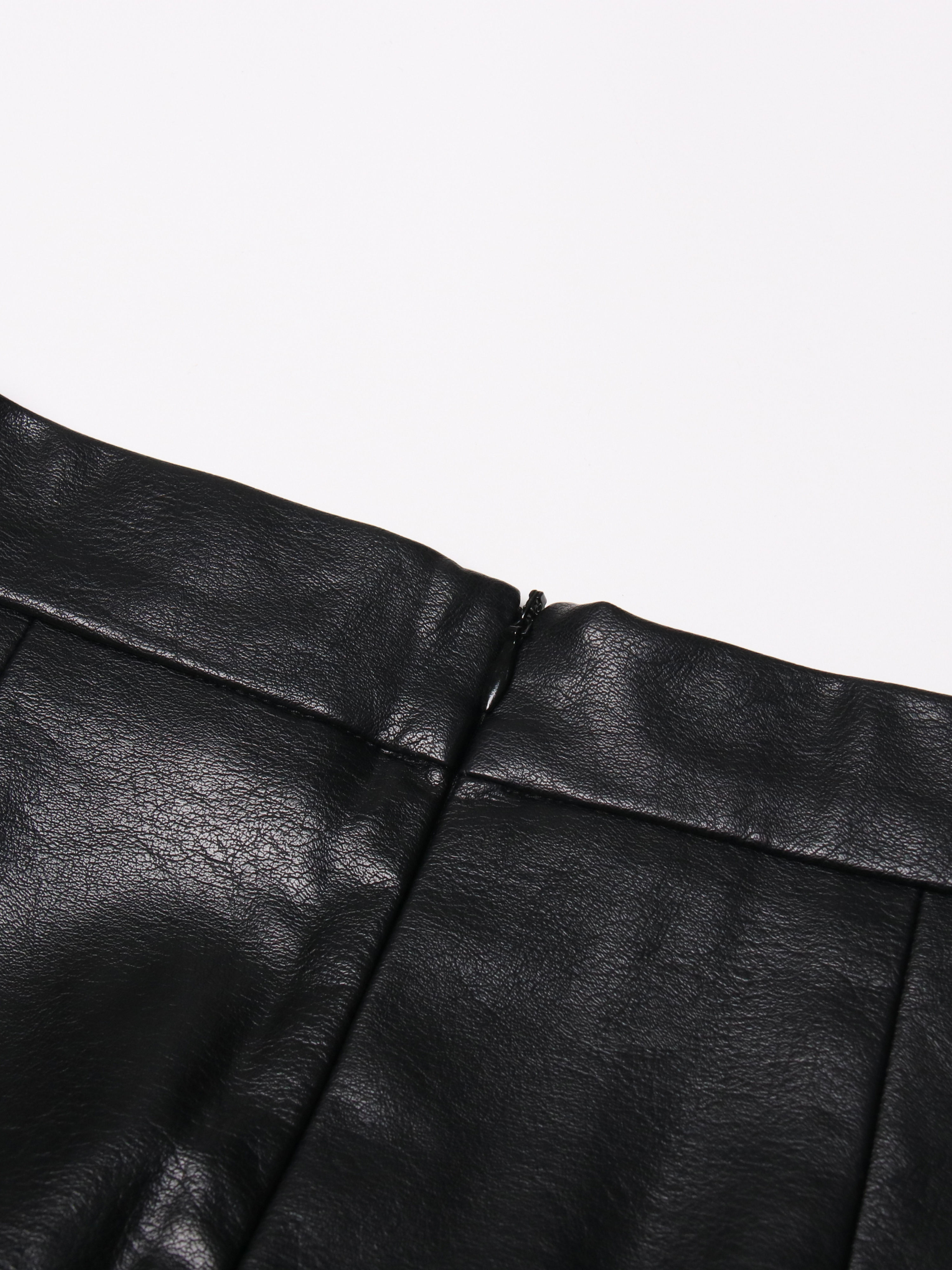 TWOTWINSTYLE Patchwork Pu Leather Pleated Designer Skirt