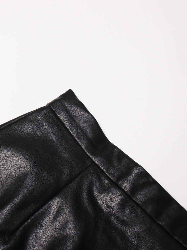 TWOTWINSTYLE Patchwork Pu Leather Pleated Designer Skirt