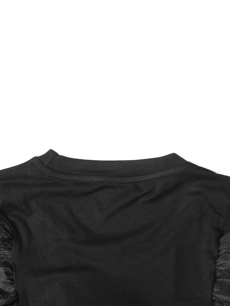 TWOTWINSTYLE Round Neck Long Sleeve Spliced Lace Up Fashion Shirt