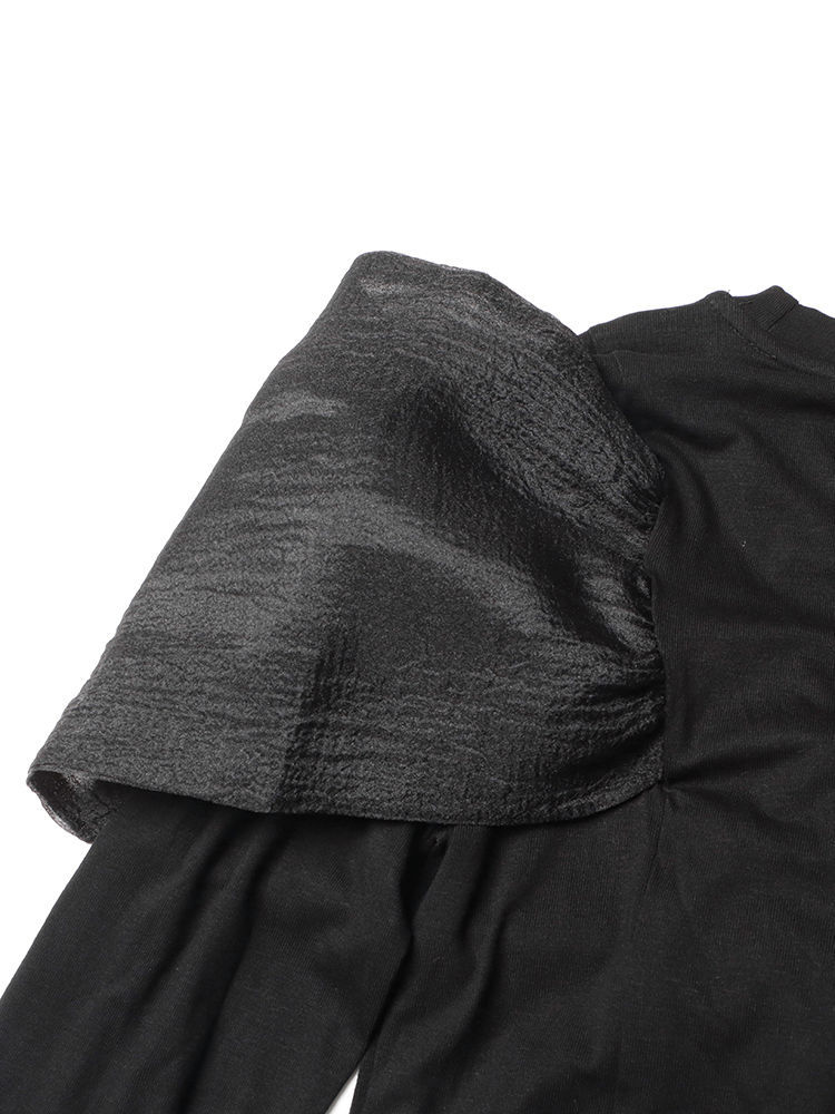 TWOTWINSTYLE Round Neck Long Sleeve Spliced Lace Up Fashion Shirt
