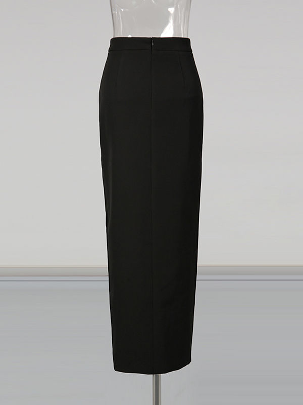 TWOTWINSTYLE Round Neck Patchwork Diamond Crop Top Side Split Skirt Chic Set