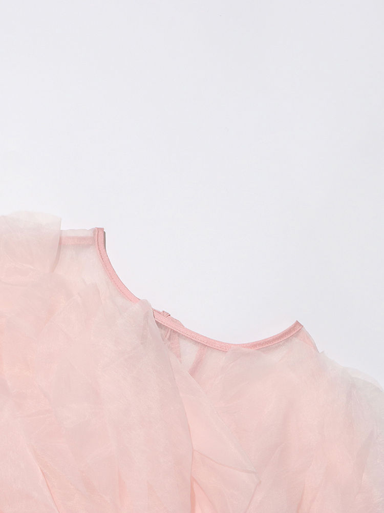 TWOTWINSTYLE Round Neck Patchwork Ruffles Minimalist Dress