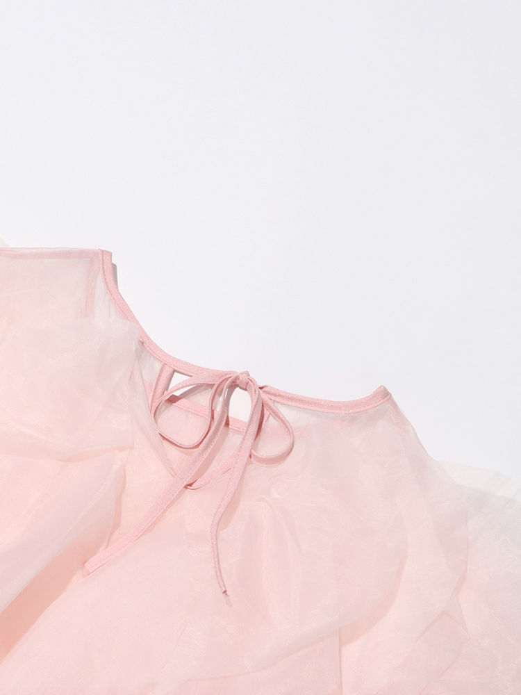 TWOTWINSTYLE Round Neck Patchwork Ruffles Minimalist Dress